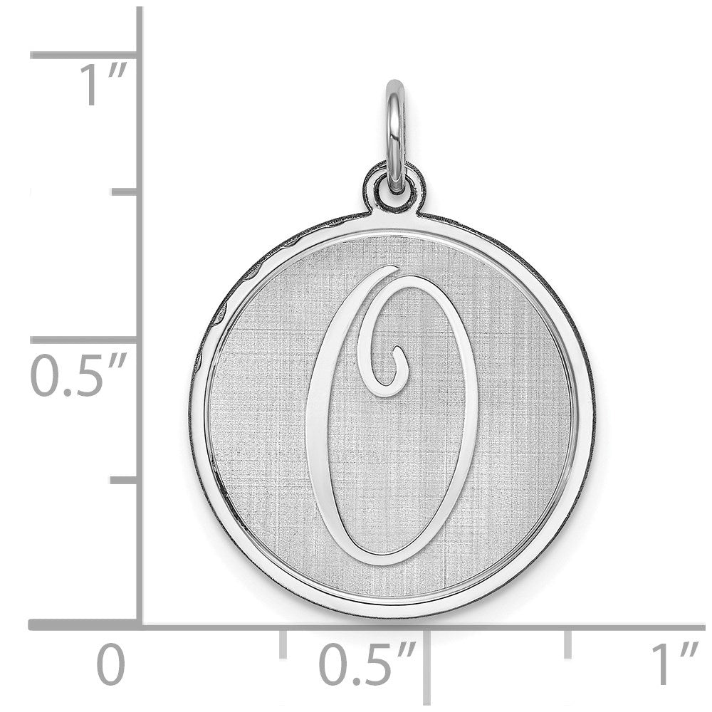 Sterling Silver Rhodium-Plated Brocaded Letter O Initial Charm