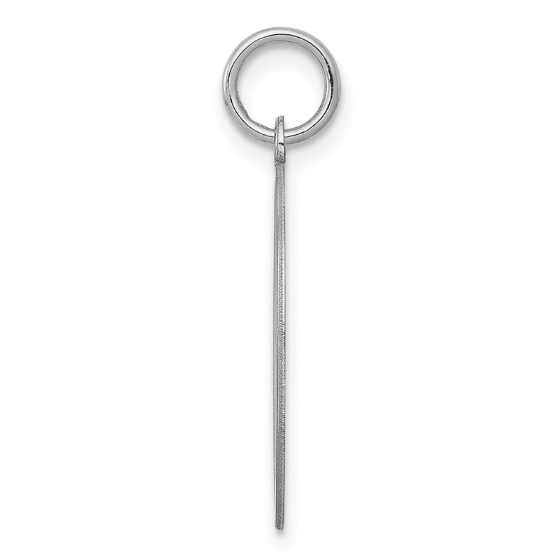 Sterling Silver Rhodium-Plated Brocaded Letter V Initial Charm