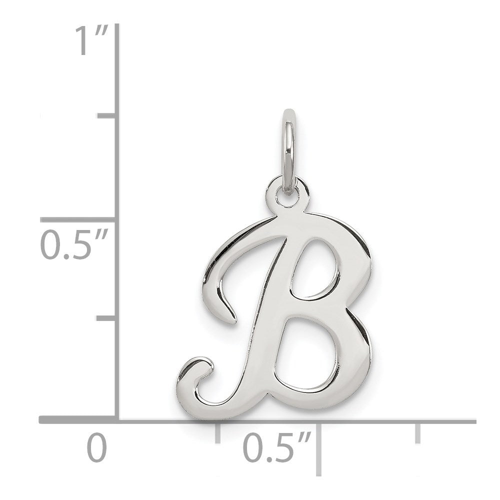 Sterling Silver Rhodium-Plated Stamped Letter B Initial Charm
