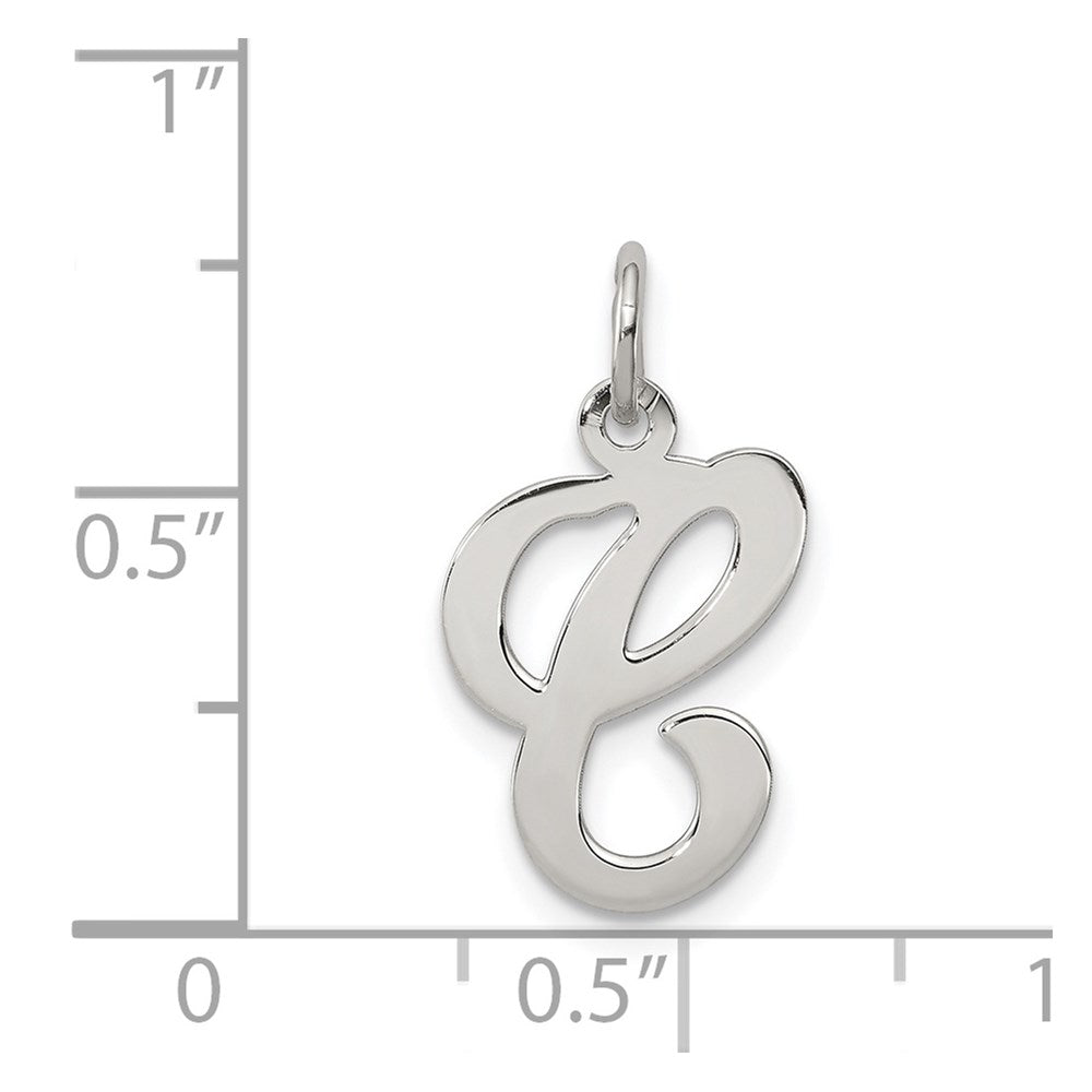 Sterling Silver Rhodium-Plated Stamped Letter C Initial Charm