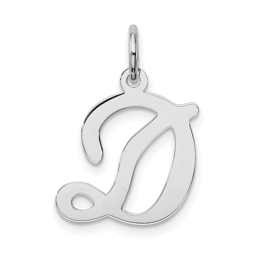 Sterling Silver Rhodium-Plated Stamped Letter D Initial Charm