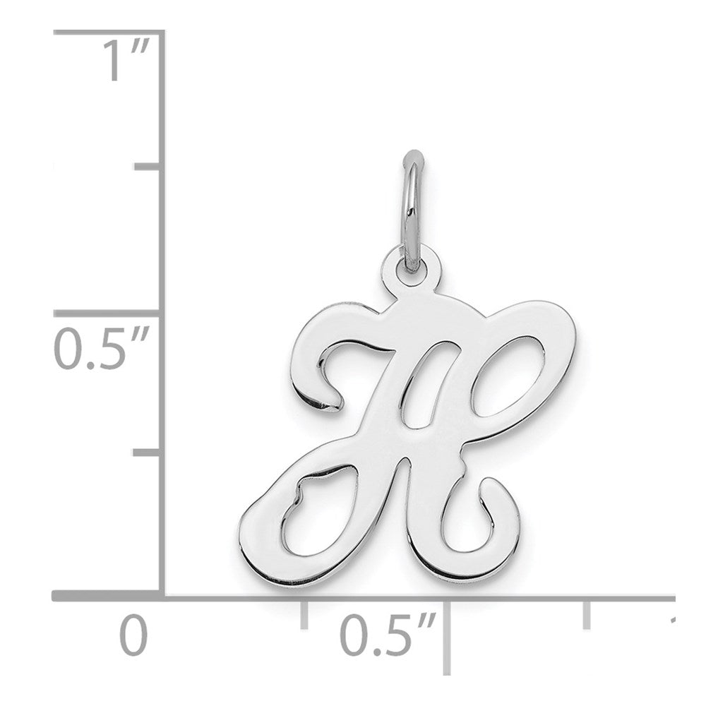 Sterling Silver Rhodium-Plated Stamped Letter H Initial Charm