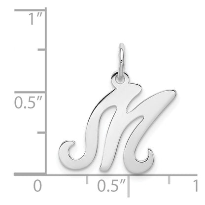Sterling Silver Rhodium-Plated Stamped Letter M Initial Charm