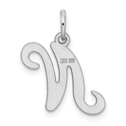 Sterling Silver Rhodium-Plated Stamped Letter N Initial Charm