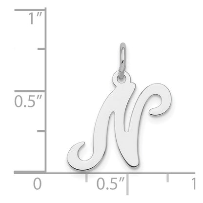 Sterling Silver Rhodium-Plated Stamped Letter N Initial Charm