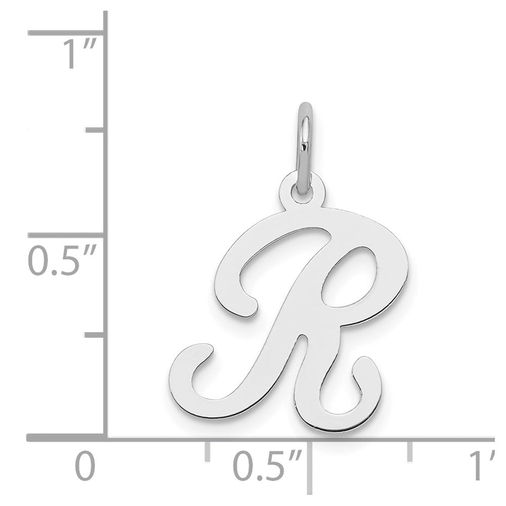 Sterling Silver Rhodium-Plated Stamped Letter R Initial Charm
