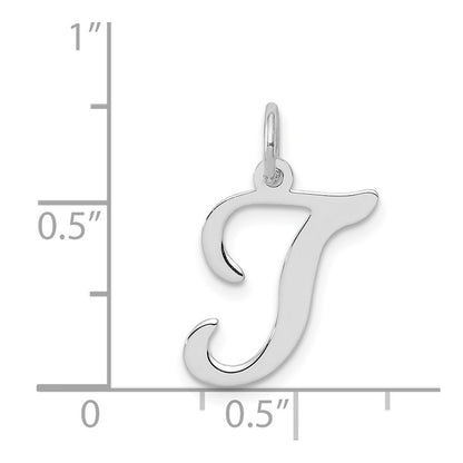 Sterling Silver Rhodium-Plated Stamped Letter T Initial Charm