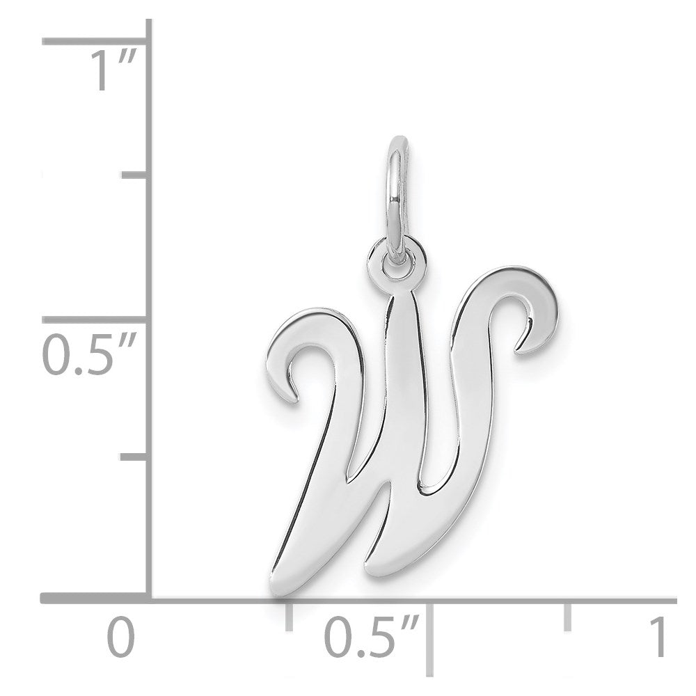 Sterling Silver Rhodium-Plated Stamped Letter W Initial Charm