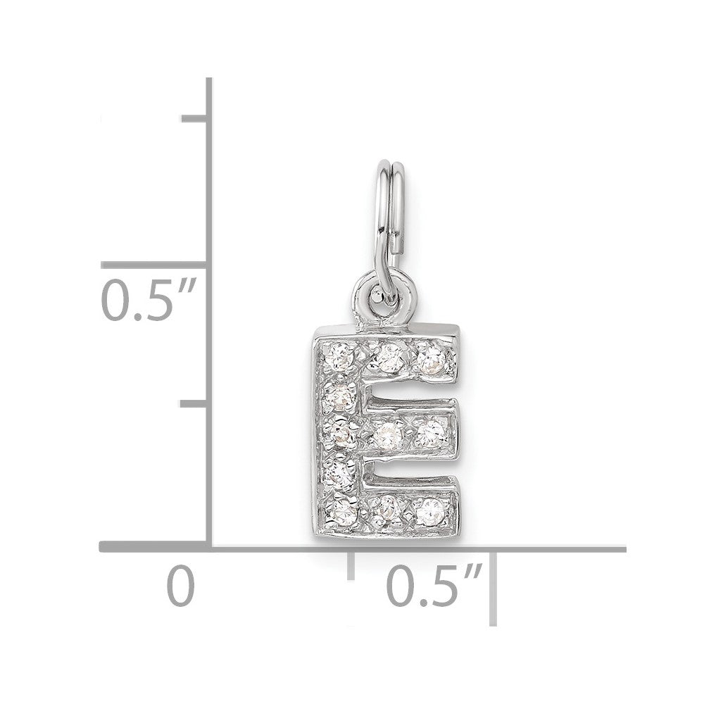 Sterling Silver Cz Initial E Charm