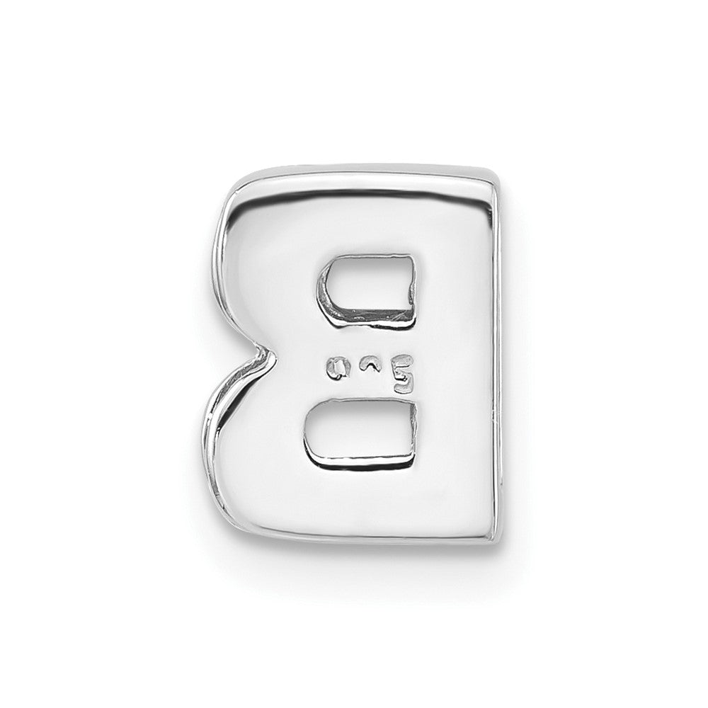 Sterling Silver Polished Cz Initial B Slide