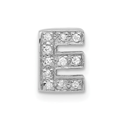 Sterling Silver Polished Cz Initial E Chain Slide Charm