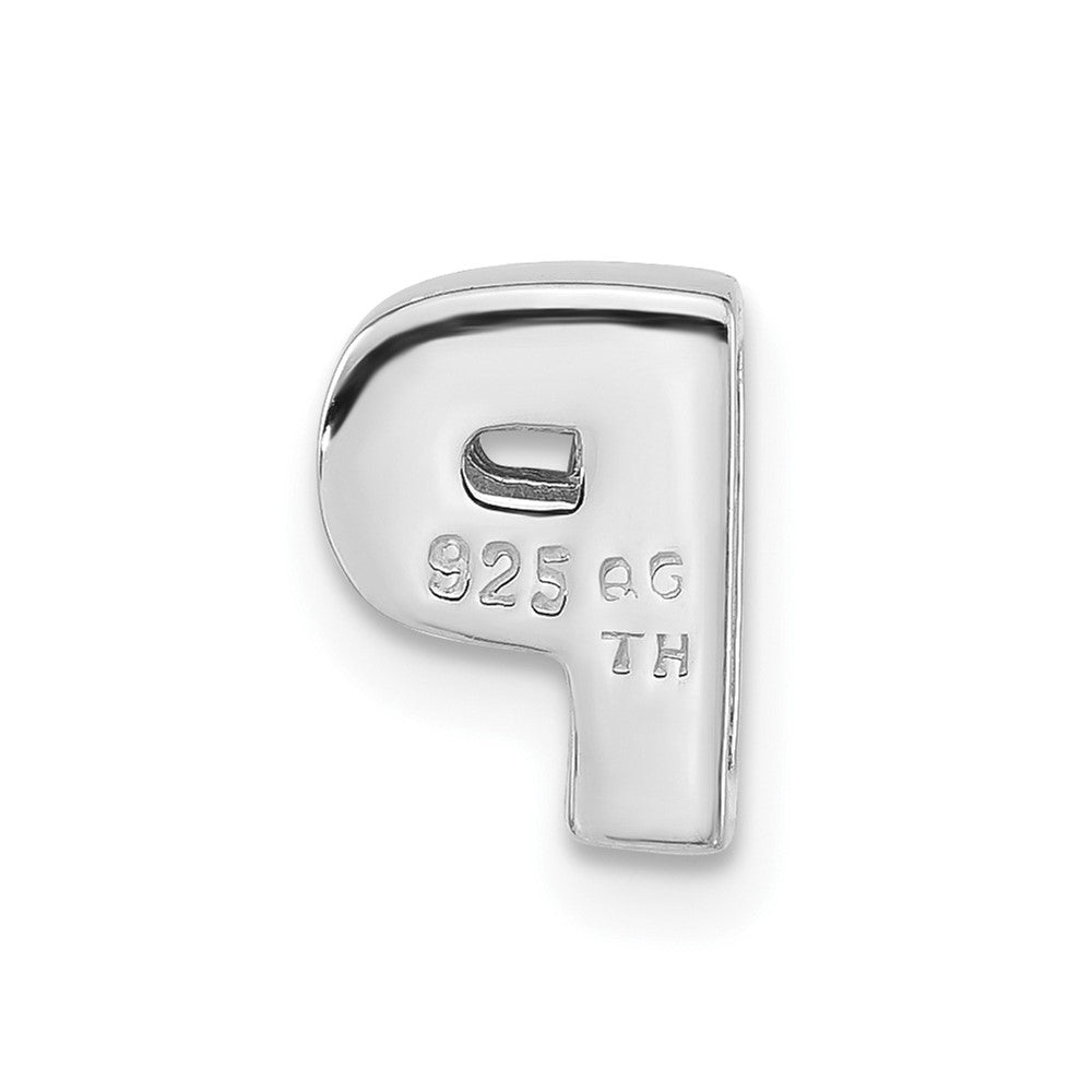 Sterling Silver Polished Cz Initial P Slide