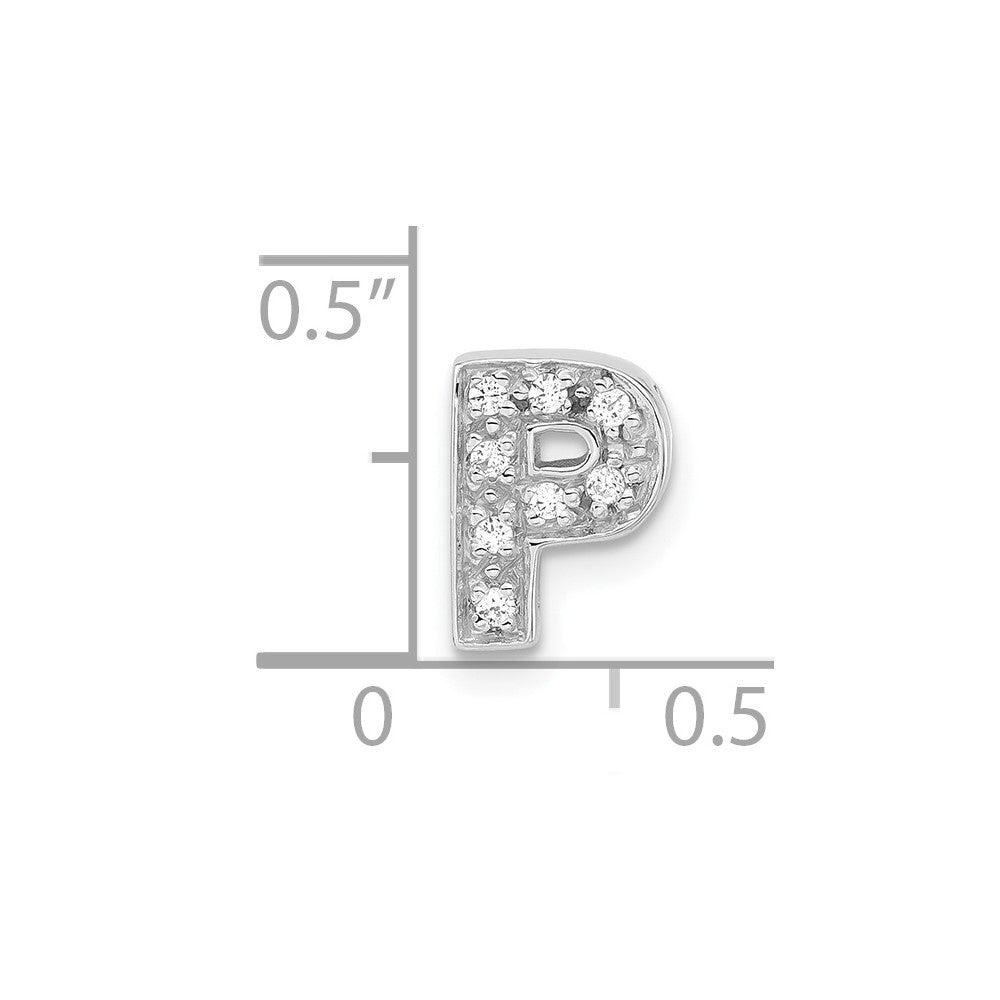 Sterling Silver Polished Cz Initial P Slide