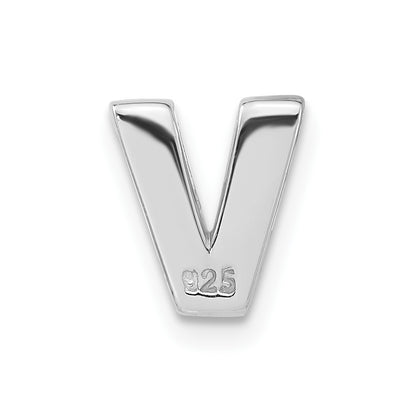 Sterling Silver Polished Cz Initial V Slide