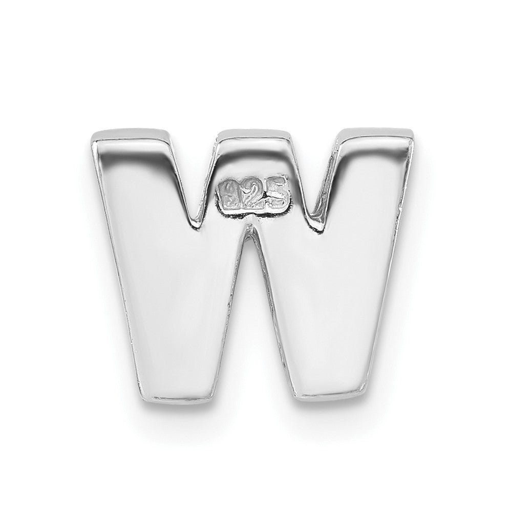Sterling Silver Polished Cz Initial W Slide