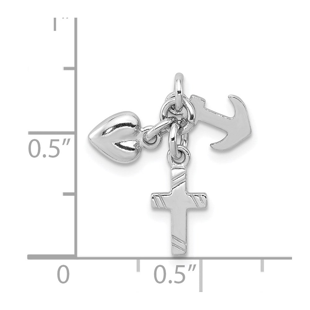 Sterling Silver Rhodium-Plated Faith, Hope & Charity Charm
