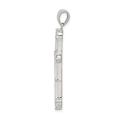 Sterling Silver Rhodium-Plated Cz Cross Pendant