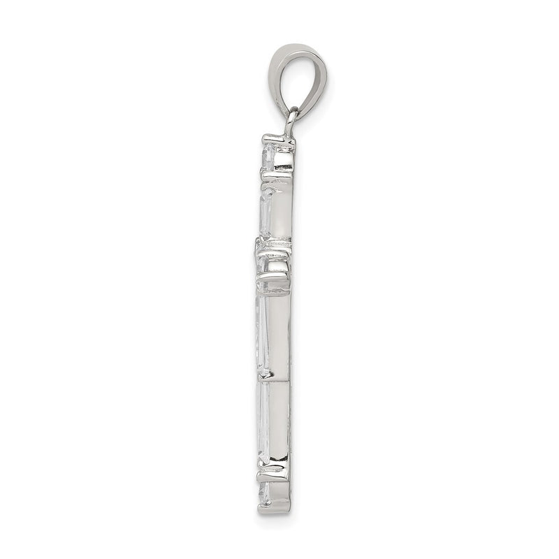 Sterling Silver Rhodium-Plated Cz Cross Pendant