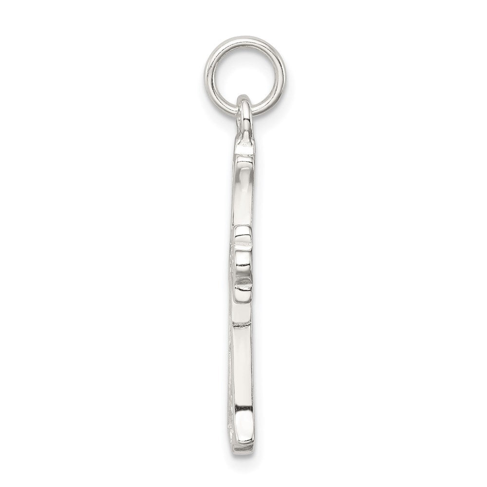 Sterling Silver Rhodium-Plated Filigree Cross Charm