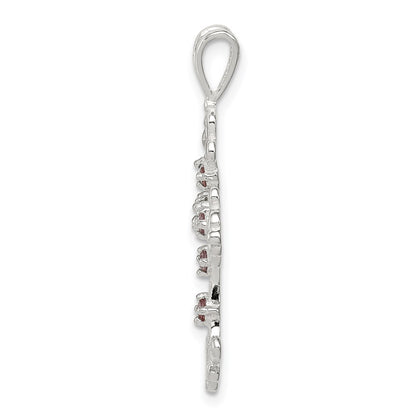 Sterling Silver Purple Cz Cross Charm