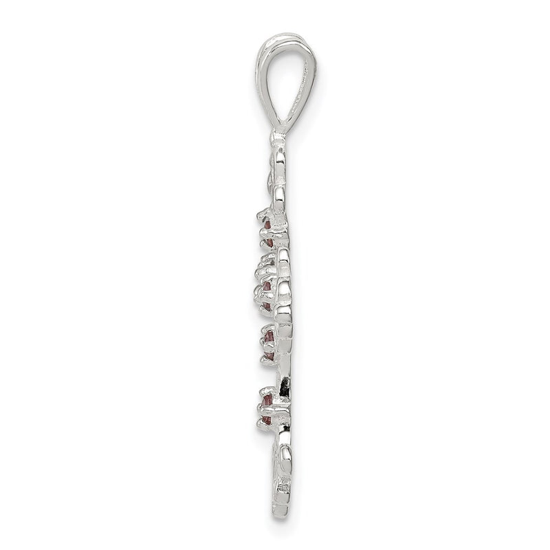 Sterling Silver Purple Cz Cross Charm