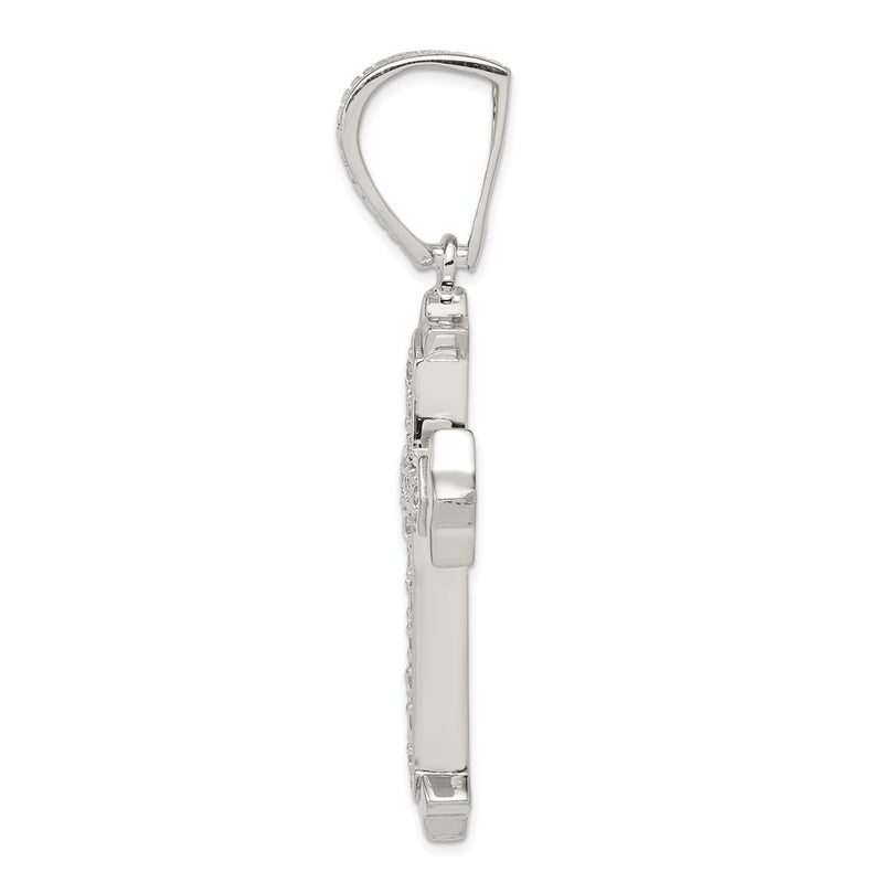 Sterling Silver Rhodium-Plated Cz Cross Pendant