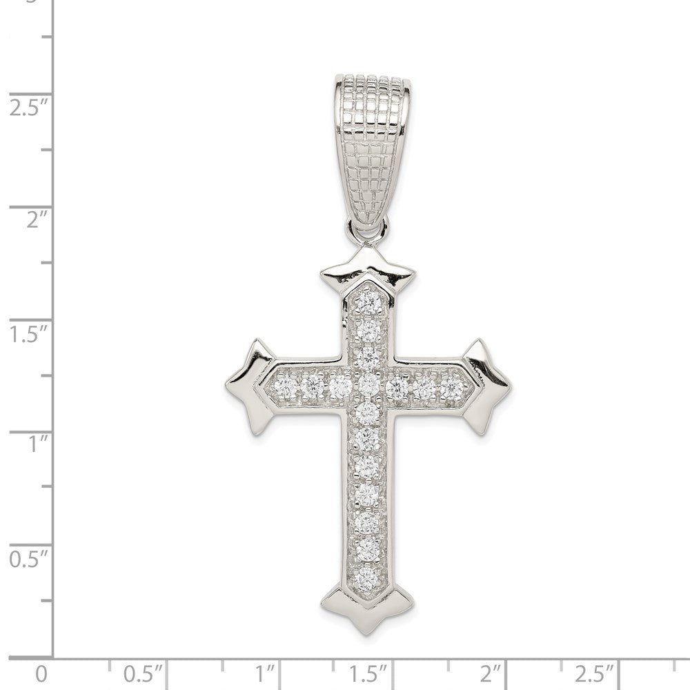Sterling Silver Rhodium-Plated Cz Cross Pendant