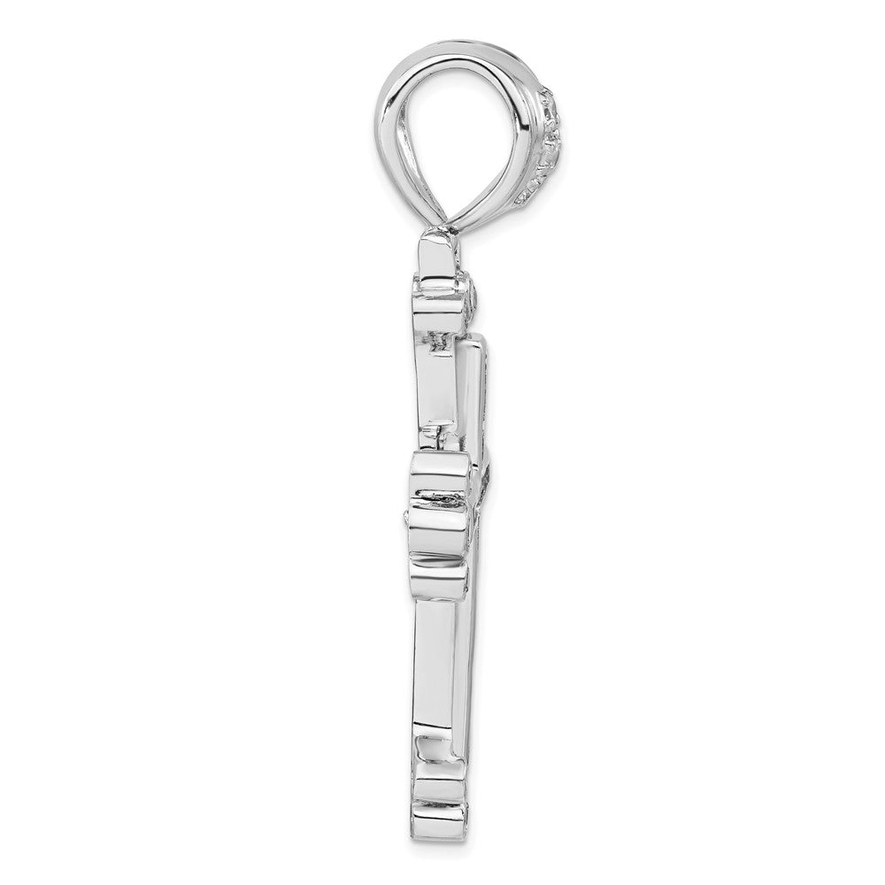 Sterling Silver Polished Cz Cross Pendant