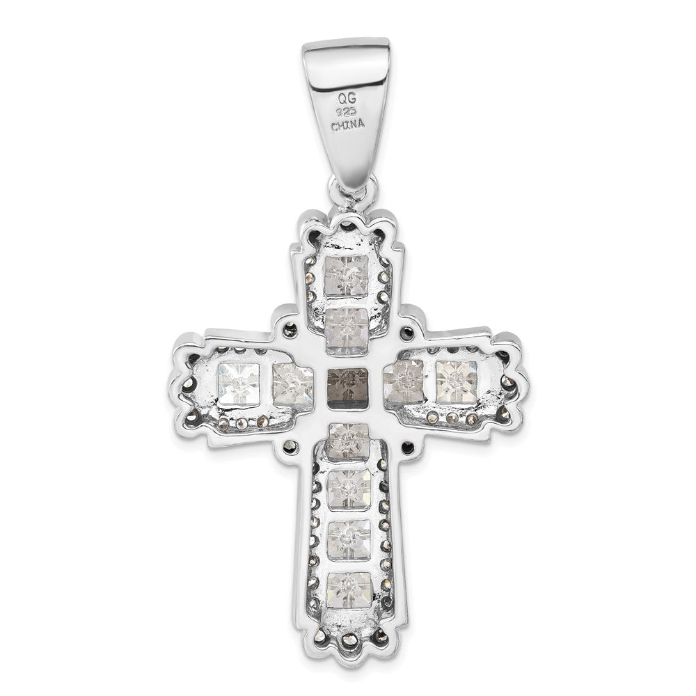 Sterling Silver Polished Cz Cross Pendant