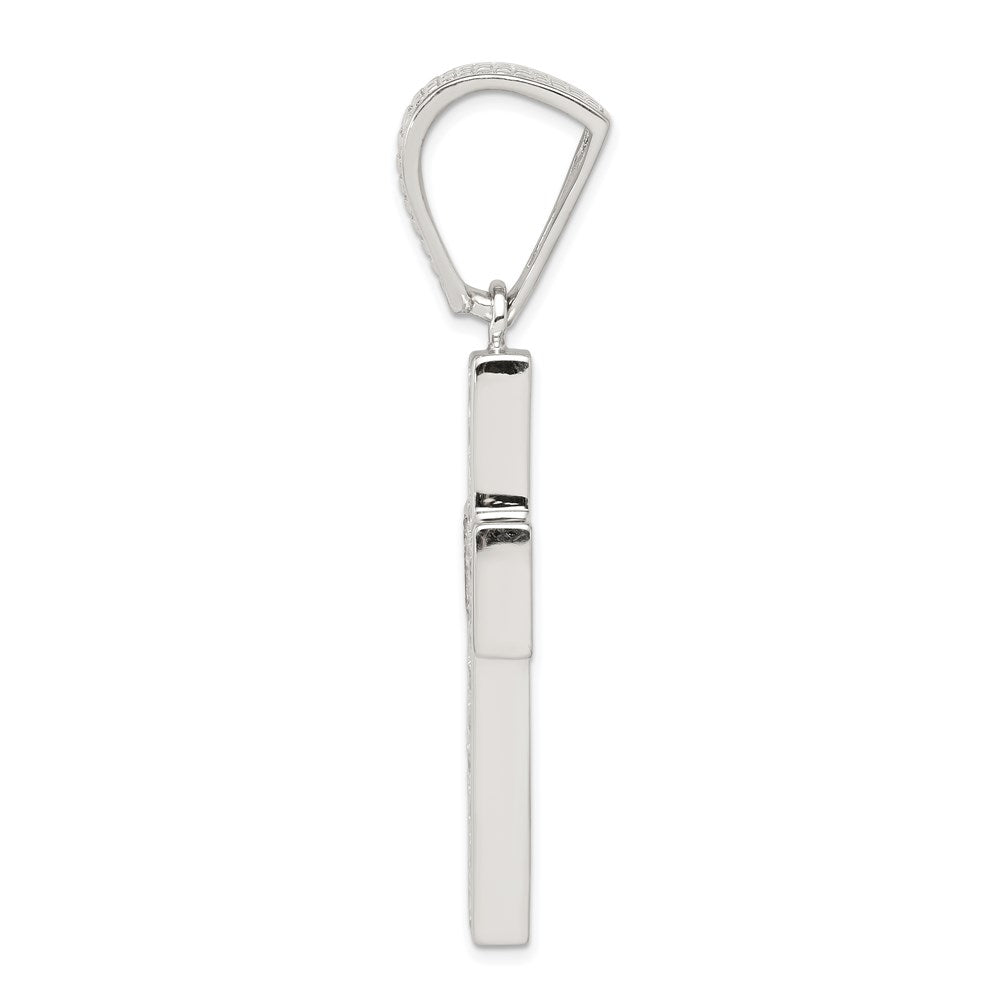 Sterling Silver Rhodium-Plated Cz Cross Pendant