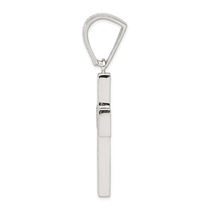 Sterling Silver Rhodium-Plated Cz Cross Pendant