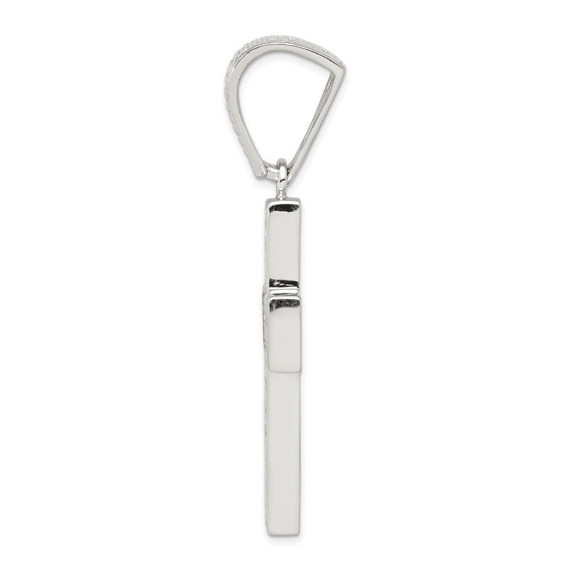 Sterling Silver Rhodium-Plated Cz Cross Pendant