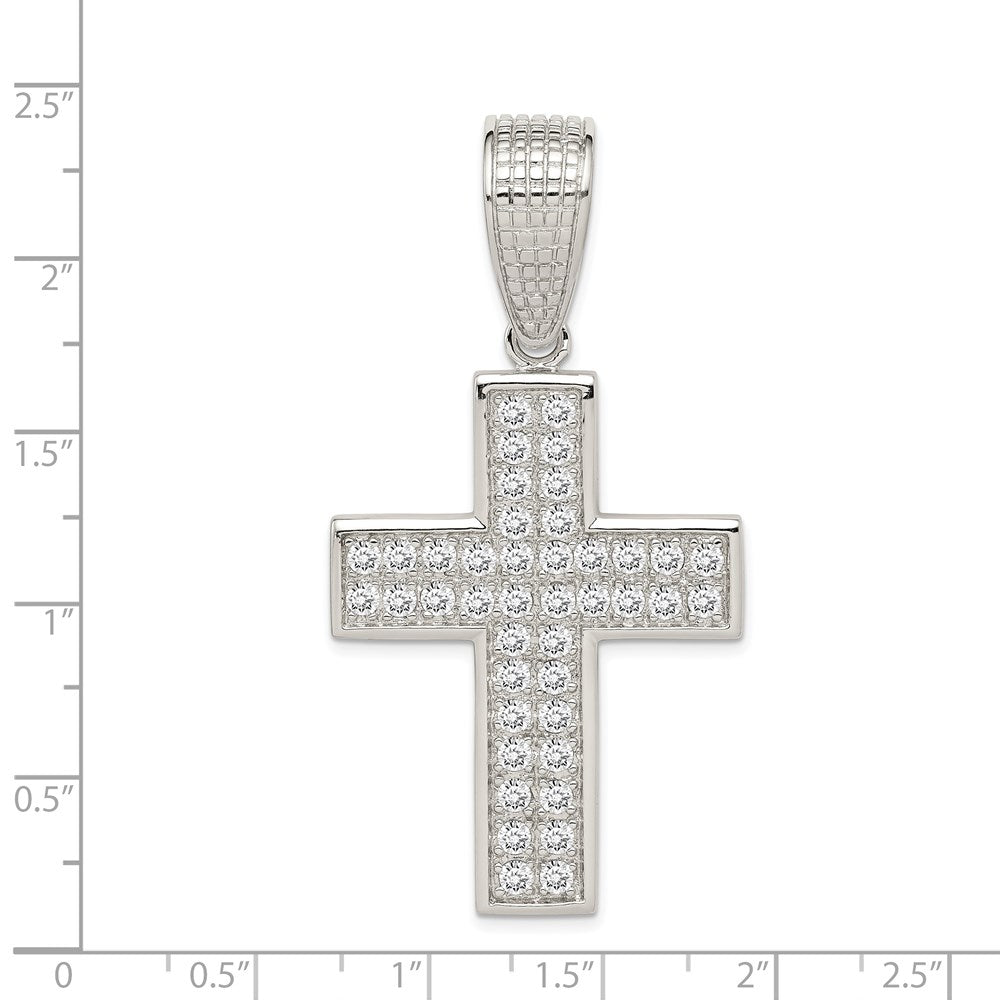 Sterling Silver Rhodium-Plated Cz Cross Pendant