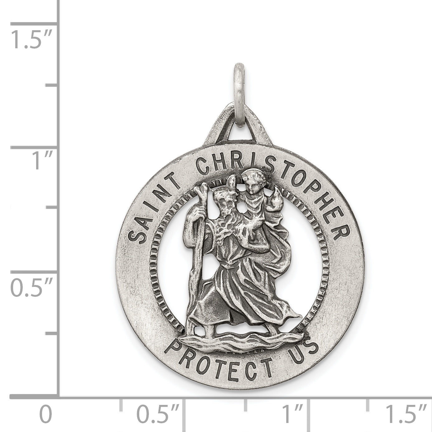 Sterling Silver Antiqued St. Christopher Medal