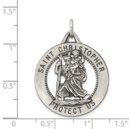 Sterling Silver Antiqued St. Christopher Medal