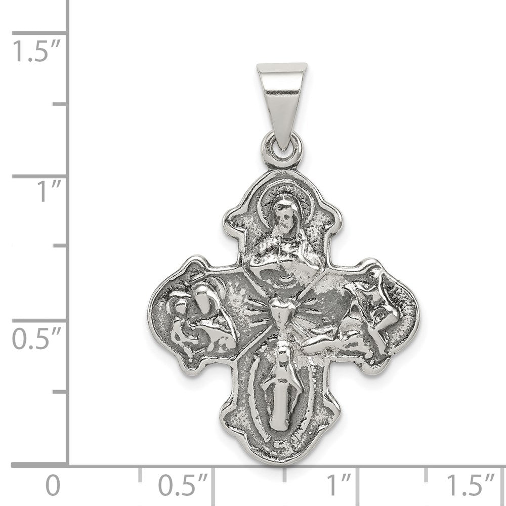 Sterling Silver Antiqued 4-Way Medal