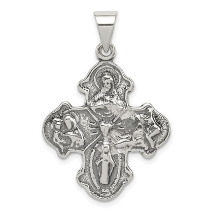 Sterling Silver Antiqued 4-Way Medal