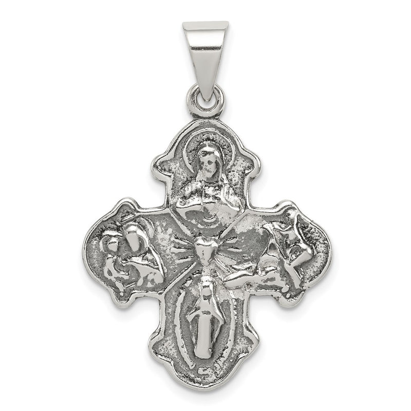 Sterling Silver Antiqued 4-Way Medal