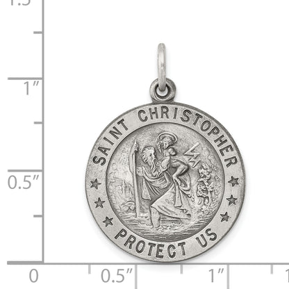 Sterling Silver Antiqued St. Christopher Medal