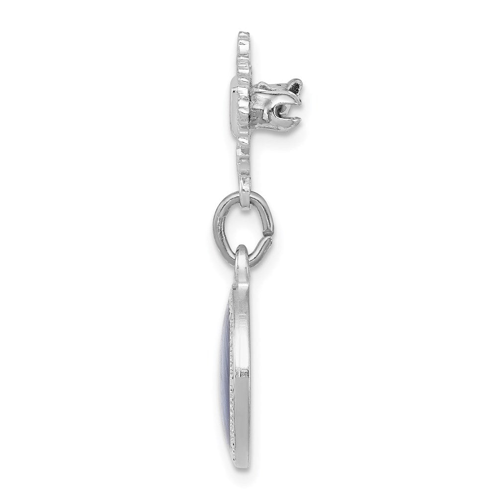 Sterling Silver Rhodium-Plated Enameled Miraculous Medal Pin