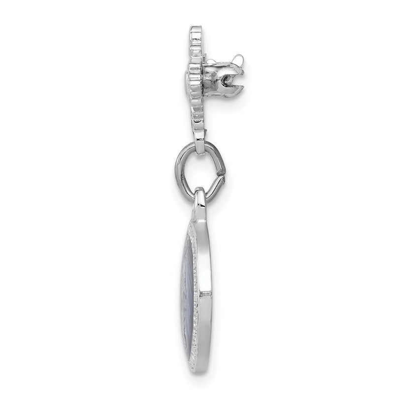 Sterling Silver Rhodium-Plated Enameled Miraculous Medal Pin