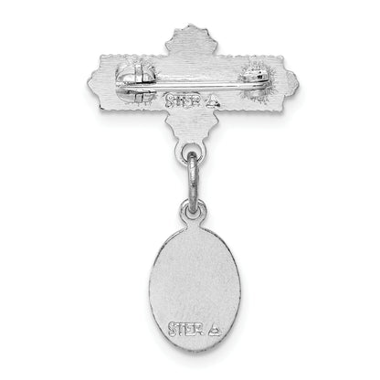 Sterling Silver Rhodium-Plated Saint Christopher Medal Pin