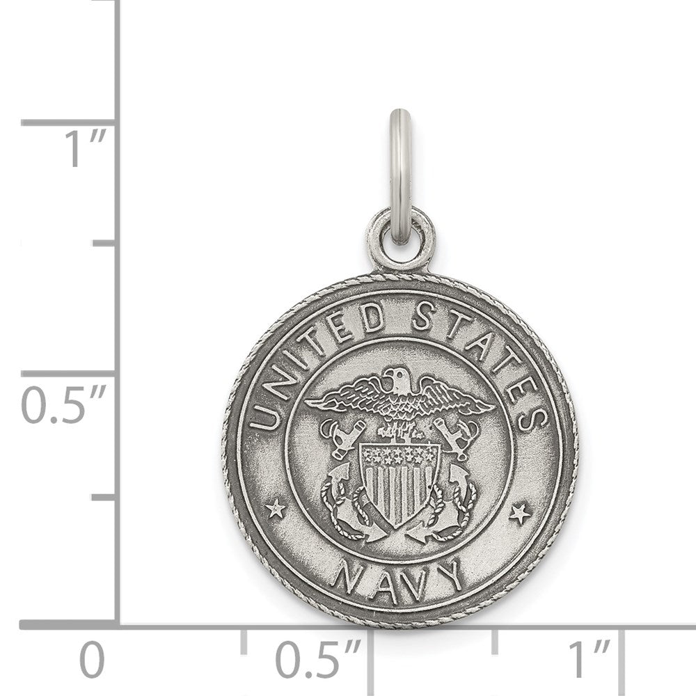 Sterling Silver Antiqued U.s. Navy Medal