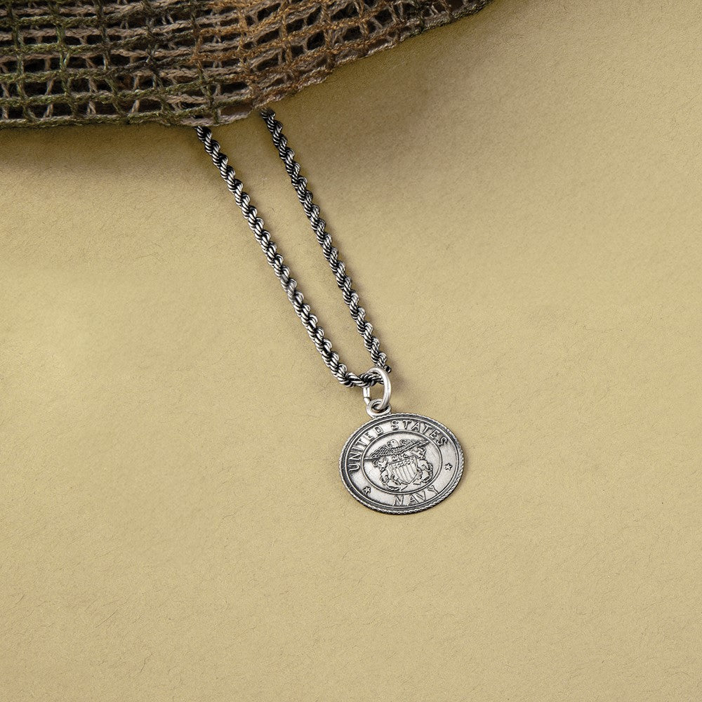 Sterling Silver Antiqued U.s. Navy Medal