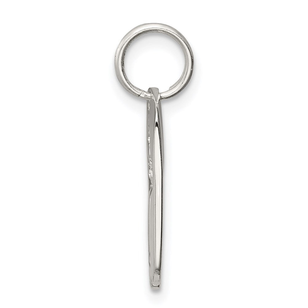 Sterling Silver Rhodium-Plated Dog Tag Cross Charm