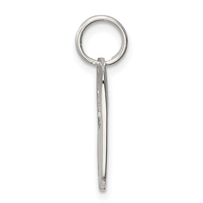 Sterling Silver Rhodium-Plated Dog Tag Cross Charm