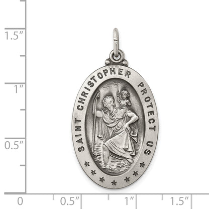 Sterling Silver Antiqued St. Christopher Medal