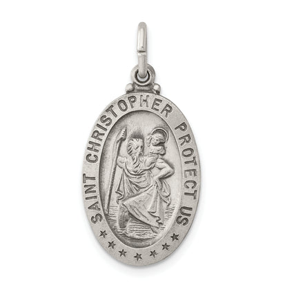 Sterling Silver Antiqued St. Christopher Medal