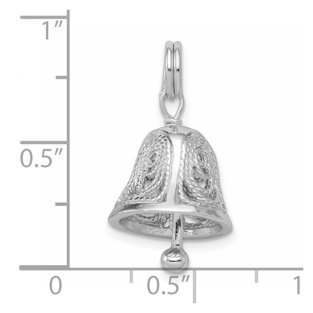 Sterling Silver Rhodium-Plated Bell Charm