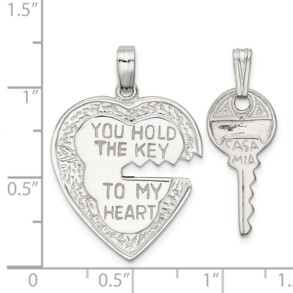 Sterling Silver Heart And Key Charms